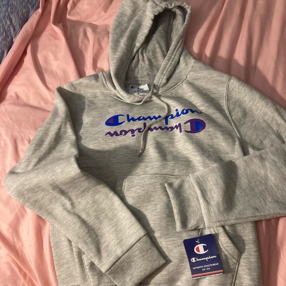 Champion Gray Hoodie with Logo - Picture 1 of 4